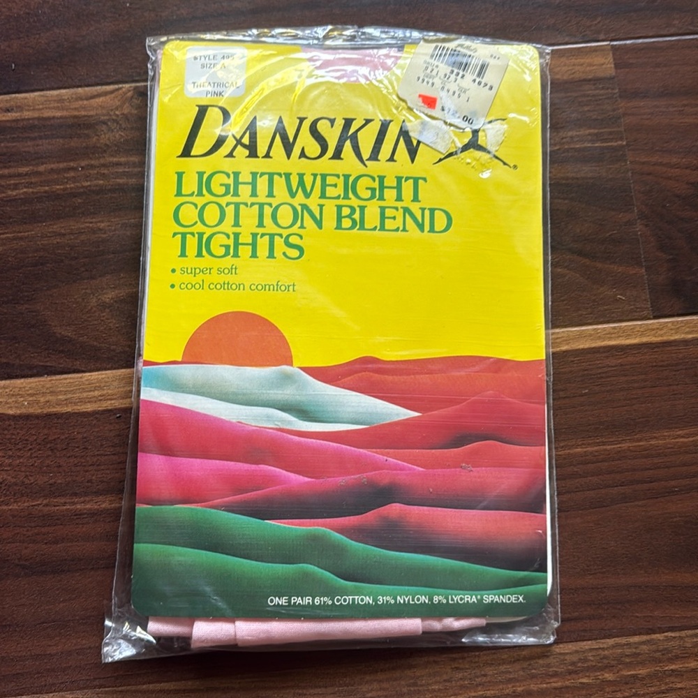 Vintage Danskin lightweight cotton Blend Dance Tights Soft Pink Size A